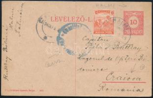 1919 Cenzúrázott díjkiegészített díjjegyes levelezőlap / Censored PS-card "HALMI" - Craiova