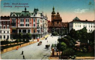 1916 Lviv, Lwów, Lemberg; Kósciól Bernadynski / church + K.u.k. Infanterieregiment No. 26. 2/XXI. Marschkompagnie (fl)