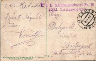 1916 Lviv, Lwów, Lemberg; Kósciól Bernadynski / church + "K.u.k. Infanterieregiment No. 26. 2/X...