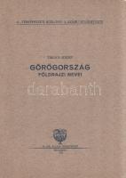 Takács József:  Görögország földrajzi nevei. Budapest, 1932. Magyar Királyi Állami Térképészet (ny.) 39 + [1] p. + 1 térkép (színes, kihajtható). Kiadványunk a Magyar Tudományos Akadémia helyesírási szabályzatának elveit érvényesíti az újgörög földrajzi névanyag átírásában. Kiadványunk egyben útmutatásként szolgál a további nem latin betűs írásmódú államnyelvek fonetikai átírásához. A mellékelt, 1:3.000.000 mértékű Görögország-térképen a dél-európai ország első világháború után megszilárdult határai szerint. (A ,,Térképészeti Közlöny 5. számú különfüzete.) Fűzve, kiadói borítóban. Jó példány.