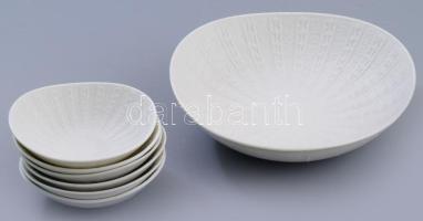 Edelstein mid-century biszkvit és mázas porcelán pralinékínáló szett, jelzett, d: 10-18 cm