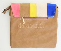 Glamour színes női válltáska, varrott műbőr, nem használt, újszerű, 30x30 cm