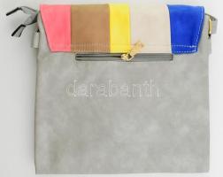 Glamour színes női válltáska, varrott műbőr, nem használt, újszerű, 30x30 cm