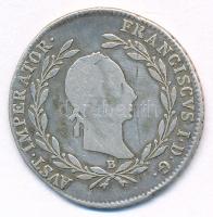 1829B 20kr Ag "I. Ferenc" T:F ph., patina Huszár 1979., Unger III.: 1380.a