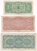 Mianmar / Japán megszállás DN (1942-1944) 1R + 10R + 100R T:F erős papír, egyiken kis anyaghiány, eg...