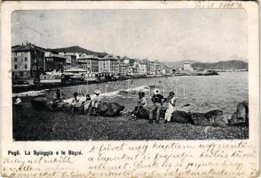 1900 Pegli, La Spiaggia e le Bagni / beach (small tear)