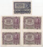 Ausztria 1922. 10k + 20K (4x) sorszámkövetők T:XF Austria 1922. 10 Kronen + 20 Kronen (4x) consecutive serilas C:XF