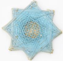 Viktoriánus cérna szőtt fénykép tartó keret, fényképpel, réz rozettákkal. (egy hiányzik) / Victorian...