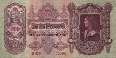 1930. 100P (2x) + 1936. 10P mindegyik darabon erős papírránc T:2,2+