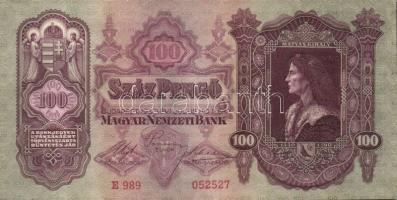 1930. 100P (2x) + 1936. 10P mindegyik darabon erős papírránc T:2,2+