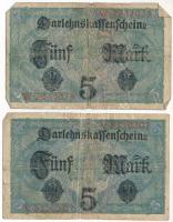 Német Birodalom 1917. 5M "7 jegyű sorozatszám" (2db) T:VG German Empire 1917. 5 Mark "...