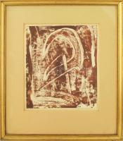 Barta István (1892-1976): Cím nélkül, 1965. Monotípia, papír, jelzett, üvegezett keretben 32x26 cm