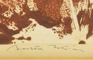 Barta István (1892-1976): Cím nélkül, 1965. Monotípia, papír, jelzett, üvegezett keretben 32x26 cm