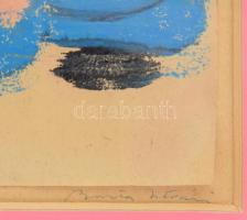 Barta István (1892-1976): Rózsaszín és kék, 1964. Akvarell, papír, jelzett, üvegezett keretben 31x24...