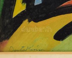 Barta Mária (1897-1969): Kompozíció. Vegyes technika, papír, jelzett, üvegezett keretben 40x39 cm