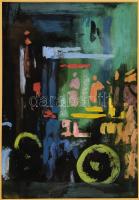 Barta Mária (1897-1969): Kompozíció. Vegyes technika, papír, jelzett, üvegezett keretben 36x25 cm