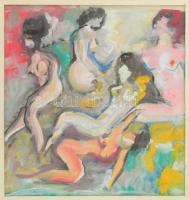 Szőnyi (Steidl) Jenő (1902-?): Aktok. Olaj, papír, jelzett. Üvegezett fakeretben. 27x24 cm