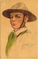 Kiadja a Magyar Cserkészszövetség Nagytábortanácsa 1926 / Hungarian boy scout art postcard s: Márton...