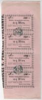 Miskolc 1860. 10kr "Miskolcz város utalványa" (4x) rózsaszín papíron, ívdarabban, elő- és hátoldalon két helyen bélyegzéssel, kézi sorszámmal, sorszámkövetők "237-240" között T:XF  Adamo MIS-2.1.2