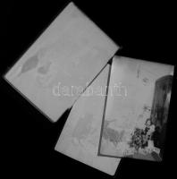 Régi karácsonyok játékokkal, 4 db fotónegatív, 6×9 cm