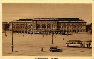 Strasbourg, Strassburg; La Gare / railway station, tram, automobile