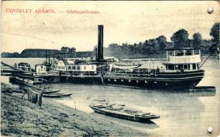 1911 Ada, Gőzhajóállomás, "MERCUR" gőzüzemű oldalkerekes személyhajó. W.L. Bp. 633. 8051 / port, steamship (lyukasztott / punched holes)