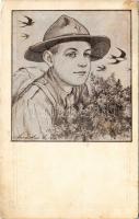 1926 Kiadja a Magyar Cserkészszövetség / Hungarian boy scout art postcard s: Márton L. (EK)