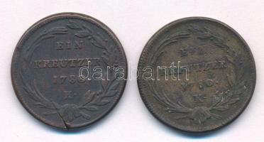 1780K 1kr Cu "Mária Terézia" (2x) T:F