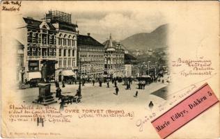 1899 (Vorläufer) Bergen, Övre Torvet / market square, tram (small tear)