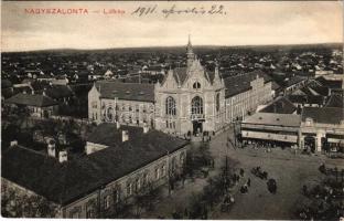 1911 Nagyszalonta, Salonta; Városháza, piac, Schwimmer, Salamon és Róth Mór üzlete. Döme Károly kiadása, W.L. Bp.6542. / town hall, market, shops (EK)