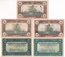 ~1920. 50K (3x) + 100K (2x) "Vásárlási visszatérítés" különböző, halvány bélyegzésekkel T:F,VG