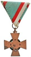 1943. "Tűzkereszt II. fokozata" oxidált hadifém kitüntetés mellszalaggal T:VF Hungary 1943...