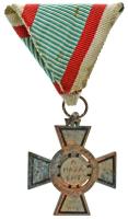 1943. "Tűzkereszt II. fokozata" oxidált hadifém kitüntetés mellszalaggal T:VF Hungary 1943. "Fire Cross, 2nd Class" war metal decoration with ribbon C:VF NMK 447.