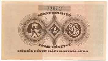 Budapest 1921. 2K "Sokszorosító Ipar Részvénytársaság" szükségpénze T:AU foltos Adamo BUC-...