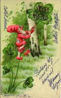 1903 Viel Glück / Újévi üdvözlet törpével és lóherével / New Year greeting with dwarf and clover. M.S.i.B. 13193. litho (EK)