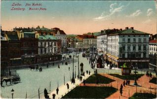 1918 Lviv, Lwów, Lemberg; Plac Halicki / Halicki-Platz / square, shops (EK)