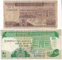 Mauritius DN (1985) 5R + 10R T:F Mauritius ND (1985) 5 Rupees + 10 Rupees C:F