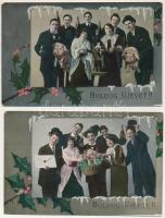 Boldog új évet - 5 db régi üdvözlő képeslap / Happy New Year - 5 pre-1945 greeting postcards