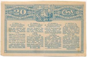 Csehszlovákia 1929. "20. Csehszlovák Osztálysorsjáték" negyedik osztály 1/8-ad sorsjegye, ...