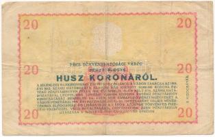 Pécs 1919. április 19. 20K pénztárjegy, sorszám előtt rozetta, szárazbélyegzővel T:F,VG Adamo PÉC-3....