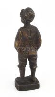 Julius Schmidt-Felling (1835-1920): Zsebre tett kezű kisfiú. Öntött patinázott bronz, hátoldalon neh...
