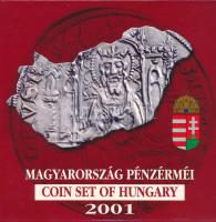 2001. 1Ft-100Ft (7xklf) forgalmi sor dísztokban, &quot;Magyarország pénzérméi&quot; sorozat T:PP patina, belső tok ragasztása kissé elengedett Adamo FO34