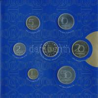 2000. 1Ft-100Ft (7xklf) forgalmi sor szettben + "200Ft Millenium", belső tok ragasztása ki...