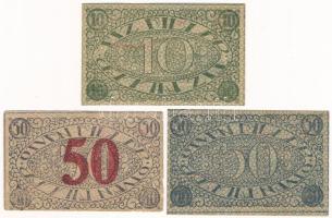 Pécs 1919. 10f-50f (3xklf) házipénztár-pénztárjegy T:AU-F / Hungary / Pécs 1919. 10 Fillér - 50 Fill...