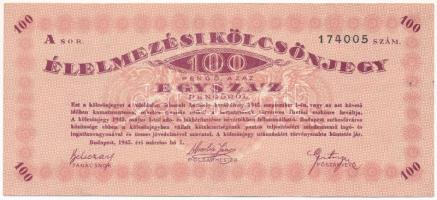 Budapest 1945. 100P "Élelmezési Kölcsönjegy" T:F Adamo BUP-11.1