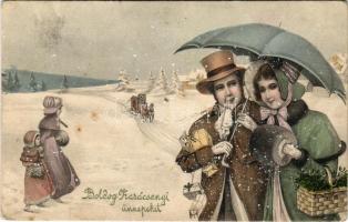 1912 Boldog karácsonyi ünnepeket / Christmas greeting art postcard. V. K. Vienne 5200. (Rb)