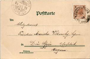 1899 (Vorläufer) Fröhliche Weihnachten / Christmas greeting art postcard with angel. Art Nouveau, li...