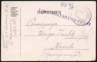 1918 Tábori posta levelezőlap "K.u.K. SEEBATAILLON TRIEST" + "FP / 383"