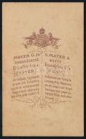 cca 1870 Férfiportré, keményhátú fotó Mayer György és Unokaöccse pesti műterméből, 10,5×6,5 cm