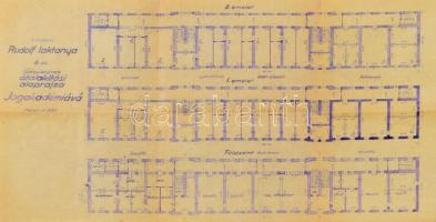 1919 A miskolci Rudolf laktanya III. sz. főépületének átalakítási alaprajza az evangélikus jogakadémia számára, 1:200, 30×56 cm